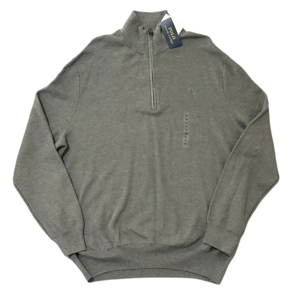Polo Ralph Lauren Men's Big & Tall 1/4-Zip Pima Cotton Sweater Gray XXL NWT